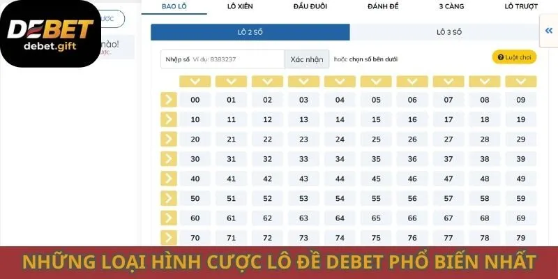 Những loại hình cược lô đề Debet phổ biến nhất